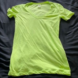 NWOT VS Pink neon yellow V-neck t-shirt size XS